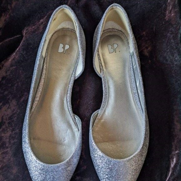 Silver Flats, Glam Glitter Holiday Dress Shoes, BP brand sz 8 Near Perfect - Picture 4 of 14